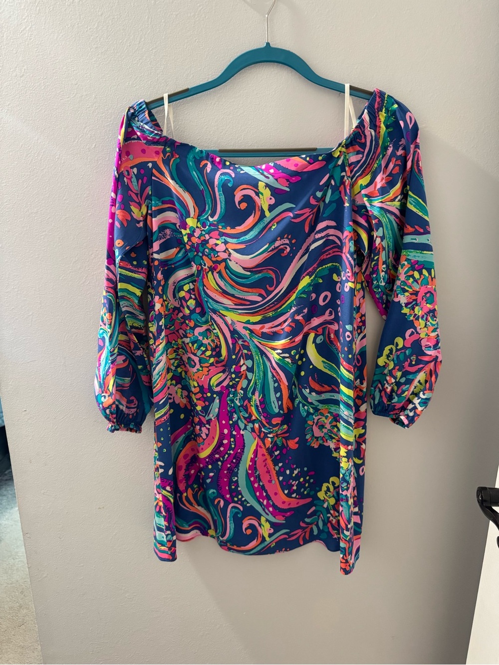Lilly Pulitzer Enna Off Shoulder Top Indigo Sea Dreamin Size Small
